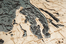 Northwest Michigan Wood Carved Topographic Depth Chart/Map
