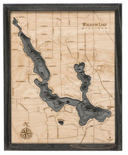 Walloon Lake, Michigan Wood Carved Topographic Depth Chart/Map