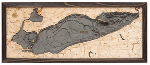 Lake Erie Wood Carved Topographic Depth Chart/Map