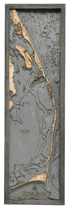 Outer Banks, North Carolina Wood Carved Topographic Depth Chart/Map