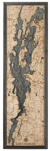 Lake Champlain, NY Wood Carved Topographic Depth Chart/Map