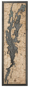 Lake Champlain, NY Wood Carved Topographic Depth Chart/Map