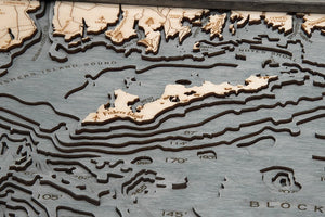 East Long Island Sound/Hamptons Wood Carved Topographic Depth Chart/Map