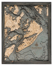 Hilton Head, SC Wood Carved Topographic Depth Chart/Map