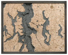 Seattle, WA Wood Carved Topographical Map
