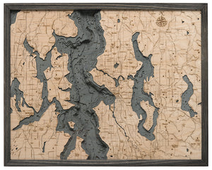 Seattle, WA Wood Carved Topographical Map