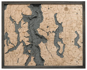 Seattle, WA Wood Carved Topographical Map