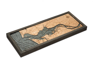 Columbia River Mouth, OR Wood Carved Topographic Depth Chart/Map