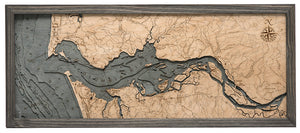 Columbia River Mouth, OR Wood Carved Topographic Depth Chart/Map
