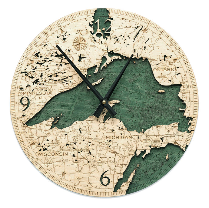 Lake Superior Wood Carved Clock